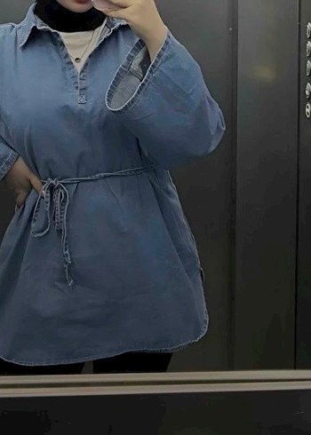 Kadın Kot Tunik, Kemerli, Günlük - Görsel 3