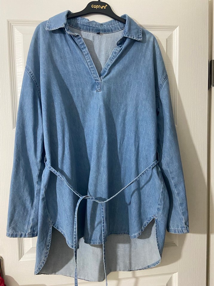 Kadın Kot Tunik, Kemerli, Günlük - Görsel 2