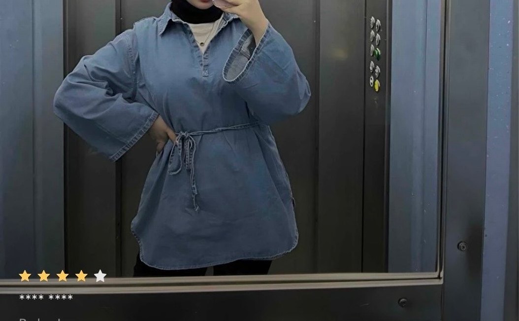 Kadın Kot Tunik, Kemerli, Günlük - Görsel 3