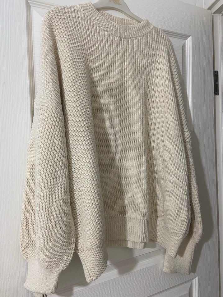 Krem Örgü Kadın Kazak tunik - Görsel 2