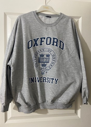Oxford Baskılı Gri Kadın Sweatshirt