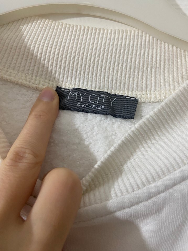 Kadın Beyaz Basic Uzun Kollu Sweatshirt - Görsel 2