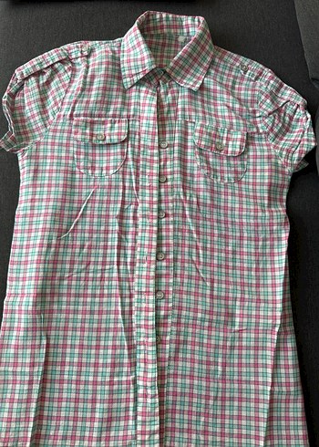 Renkli Kareli Kadın Gömlek - Görsel 3