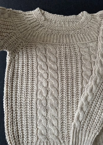 Bej Örgü Bohem Kadın Kazak - Görsel 2