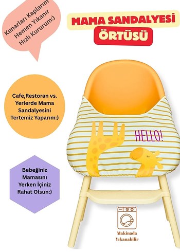 Sarı Bebek Mama Sandalyesi Örtüsü