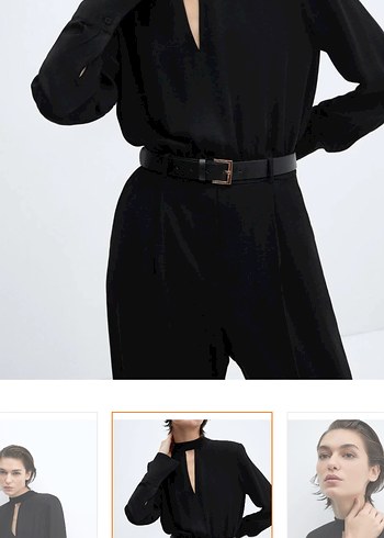 Siyah V Yakalı Kemerli Tulum - Görsel 2