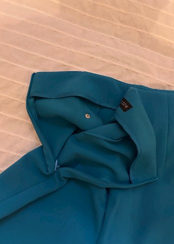 Zara Düğmeli Parlak Mavi Yüksek Bel Mini Şort