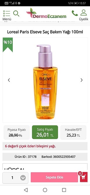 L'oreal saç bakım yağı 100Ml 