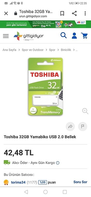 Toshıba 32 gb flash bellek 