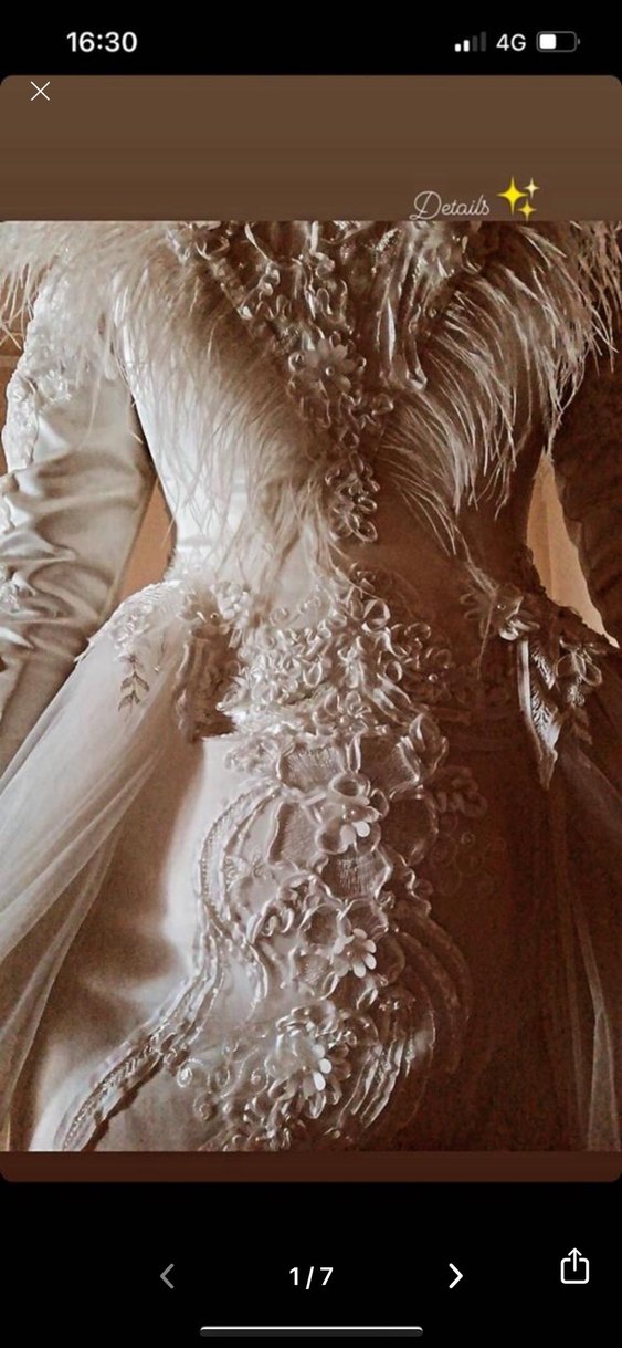 Bohem Beyaz Uzun Kollu Denizkızı Gelinlik - Görsel 3