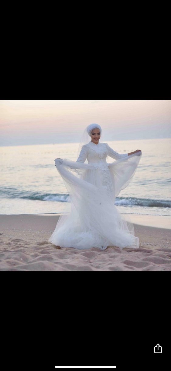 Bohem Beyaz Uzun Kollu Denizkızı Gelinlik - Görsel 2