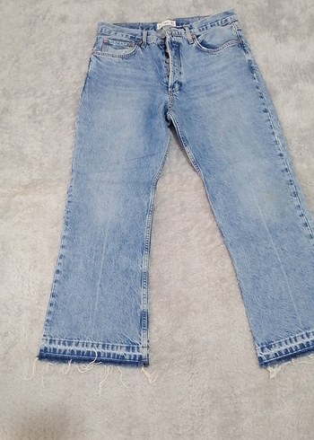 Mango Acik Mavi Yikamali Rahat Denim Jean