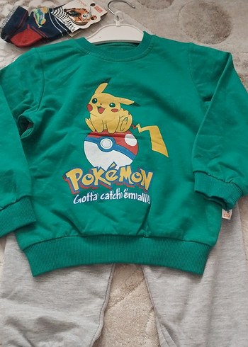 Çocuk Yeşil Pokémon Baskılı Sweatshirt - Görsel 2