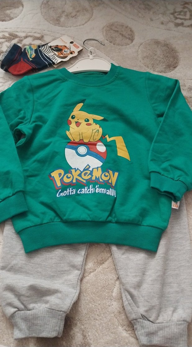 Çocuk Yeşil Pokémon Baskılı Sweatshirt - Görsel 2