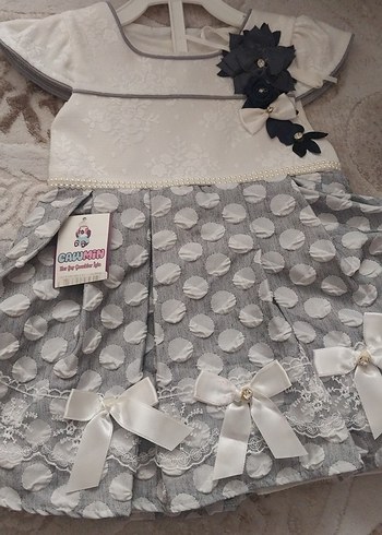 Fiyonklu Gri Kız Elbisesi - Görsel 2