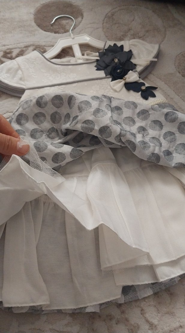 Fiyonklu Gri Kız Elbisesi - Görsel 4