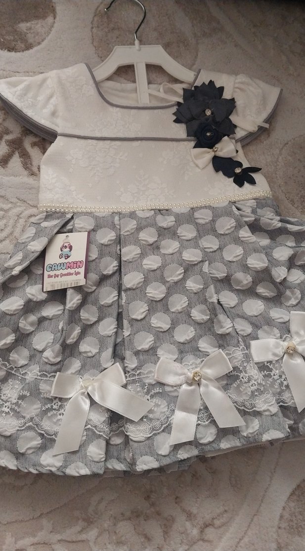 Fiyonklu Gri Kız Elbisesi - Görsel 2