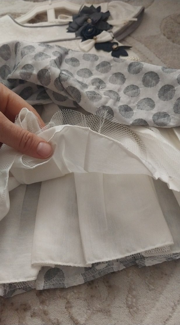 Fiyonklu Gri Kız Elbisesi - Görsel 5