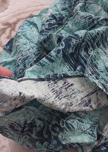 Bohem Tarz Uzun Kadın Etek Turkuaz Batik Desenli - Görsel 2