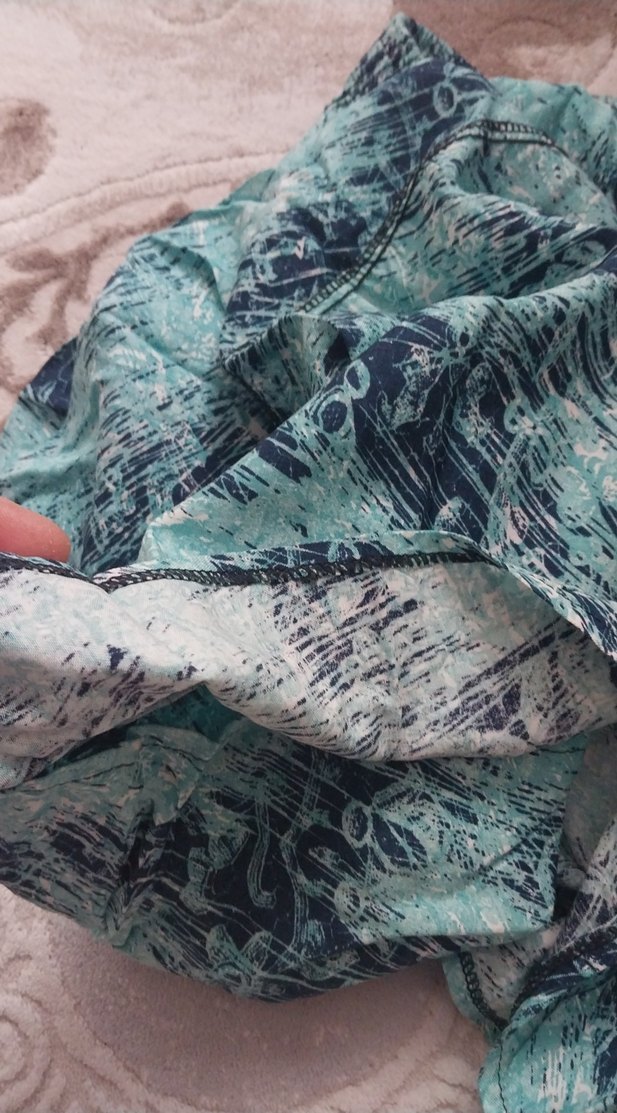 Bohem Tarz Uzun Kadın Etek Turkuaz Batik Desenli - Görsel 2