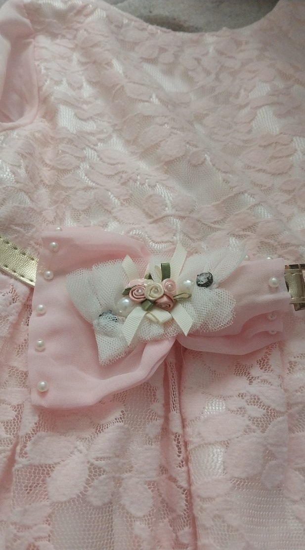 Dantel Detaylı Pembe Kız Çocuk Elbise - Görsel 2