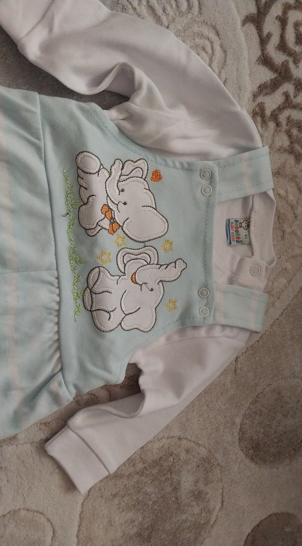 Nakışlı Mavi Kız Çocuk Tulum - Görsel 2