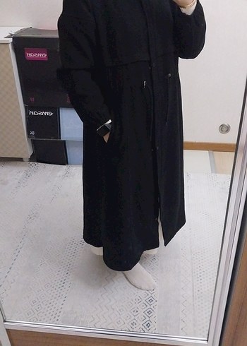 Kürklü Siyah Kadın Kışlık kaşe kaban Mont - Görsel 2