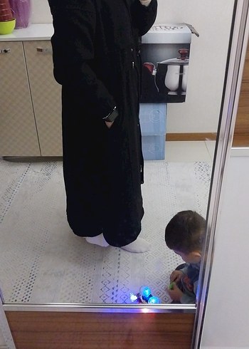 Kürklü Siyah Kadın Kışlık kaşe kaban Mont - Görsel 4