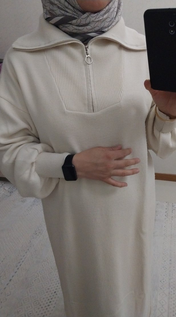 krem triko Elbise - Görsel 3