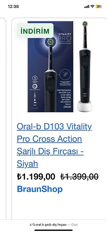 Beden 1 adet oral b