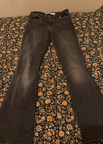 Bershka Koyu Gri Yikamali Yuksek Bel Denim Jean