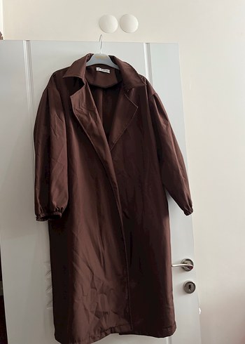 Kadın Kahverengi Uzun Keten Trençkot - Görsel 4