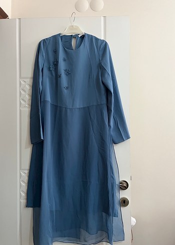 Mavi Nakışlı Uzun Salaş Kadın tunık - Görsel 2