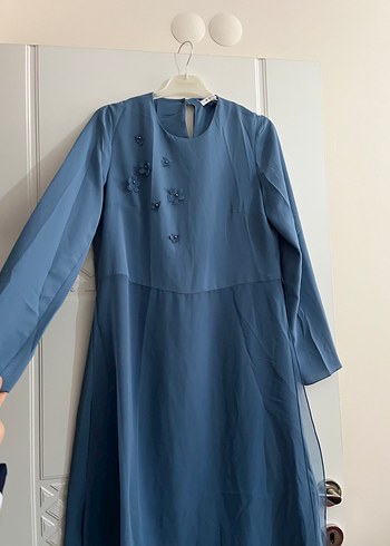 Mavi Nakışlı Uzun Salaş Kadın tunık - Görsel 3