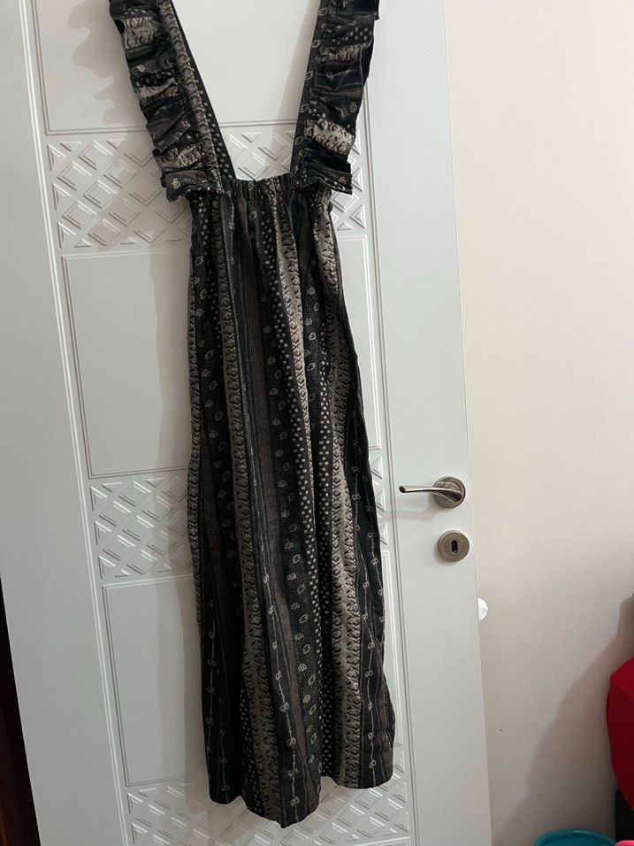 Bohem Siyah Uzun Askılı Elbise - Görsel 3