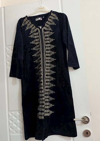 Uzun Siyah Nakışlı Boncuklu tunık - Görsel 4