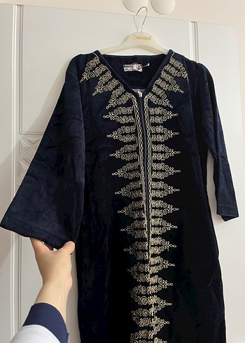 Uzun Siyah Nakışlı Boncuklu tunık - Görsel 2