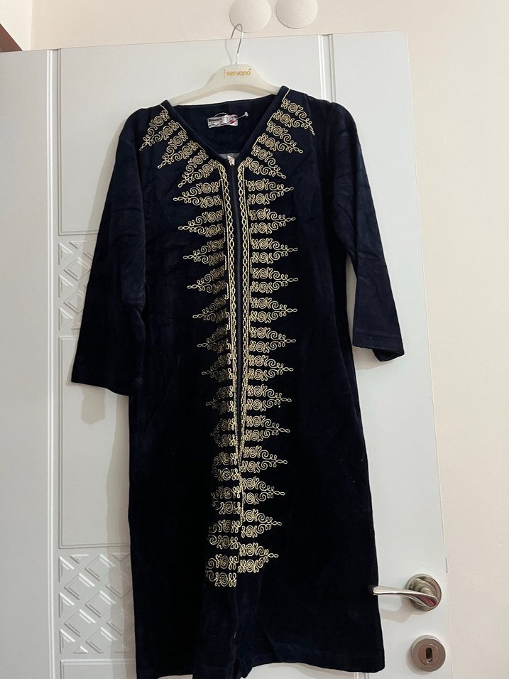 Uzun Siyah Nakışlı Boncuklu tunık - Görsel 3