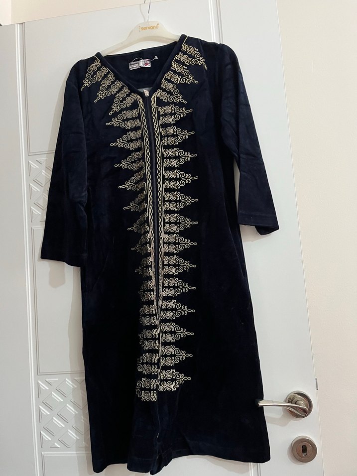 Uzun Siyah Nakışlı Boncuklu tunık - Görsel 4