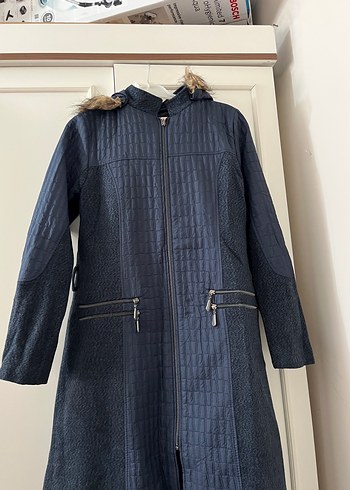 Lacivert Kadın Uzun Denim Ceket - Görsel 3