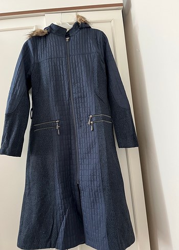 Lacivert Kadın Uzun Denim Ceket - Görsel 4