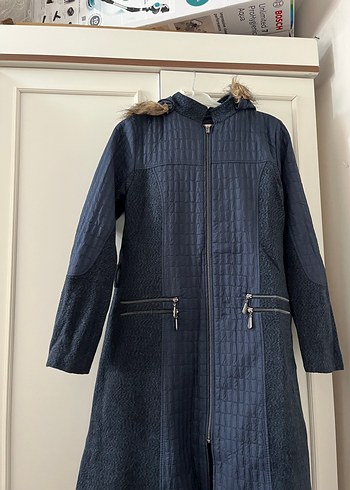 Lacivert Kadın Uzun Denim Ceket - Görsel 6