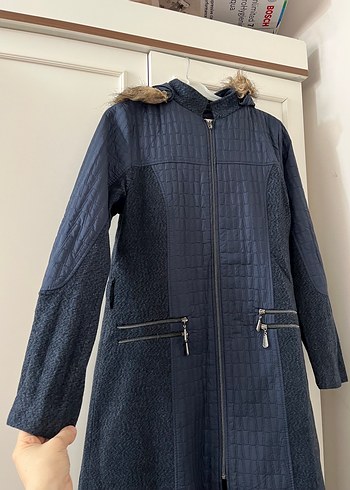 Lacivert Kadın Uzun Denim Ceket - Görsel 2