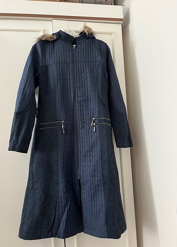 Lacivert Kadın Uzun Denim Ceket - Görsel 5