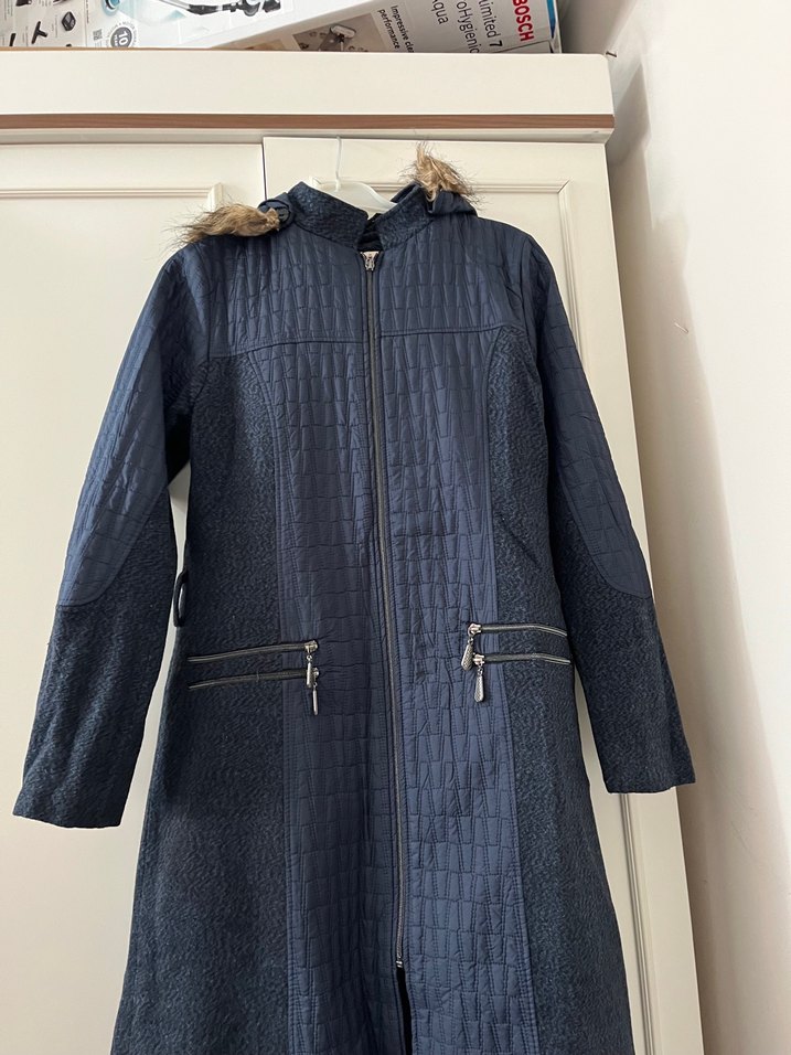 Lacivert Kadın Uzun Denim Ceket - Görsel 3