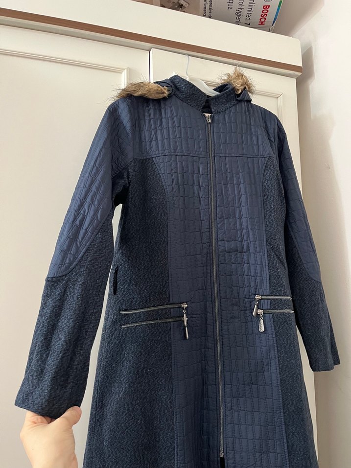 Lacivert Kadın Uzun Denim Ceket - Görsel 2