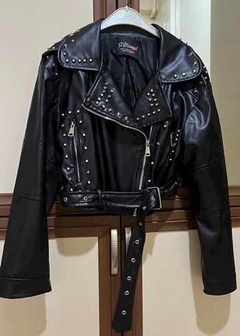Trendyol & Milla Metal Civili Siyah Deri Biker Ceket
