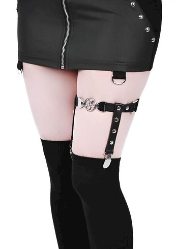 Killstar Bacak Garter Gotik Pentagram Siyah Deri
