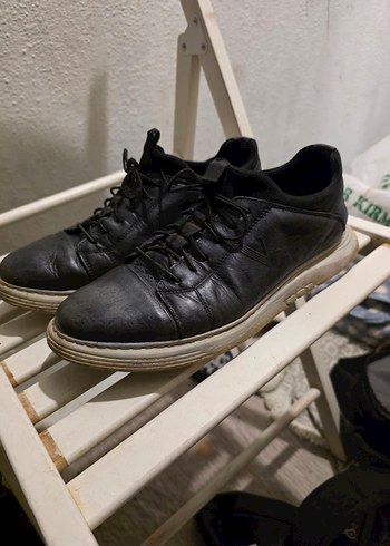 Diğer Siyah Deri Bagcikli Gunluk Sneaker