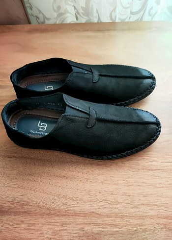 Siyah Erkek gerçek deri loafer ayakkabı
